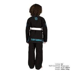 Sanabul Kids Black BJJ Gi Jacket with Blue Accents